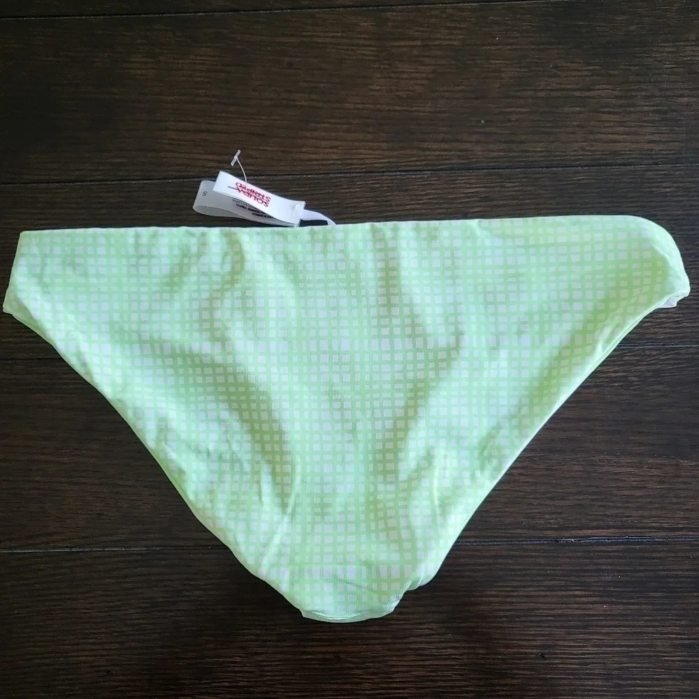 New Solid & Striped The Elle Reversible Pistachio Gingham Bikini Bottom Small